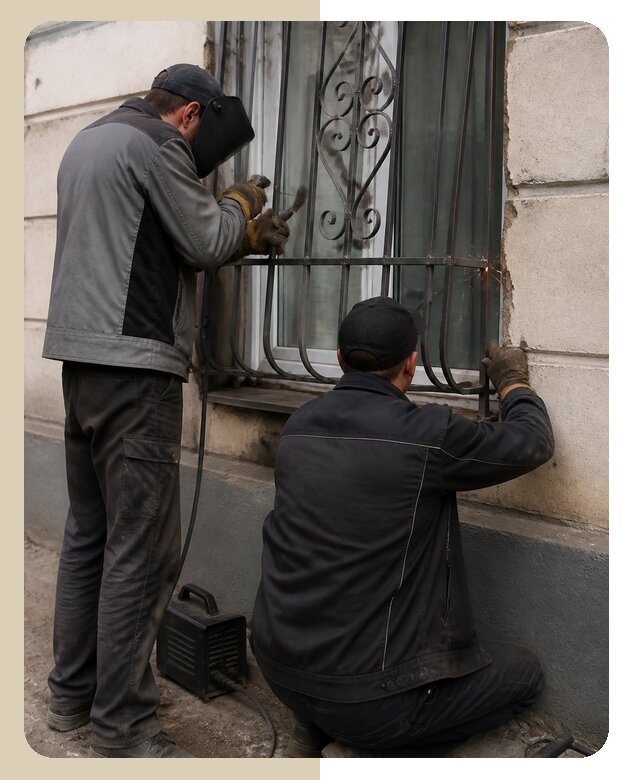 Сварное крепление защитных решеток на окна в Владивостоке